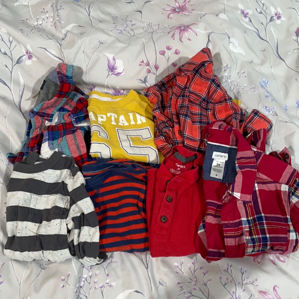 Lot of 7 Carter’s/OshKosh Long Sleeve shirts Size 3T